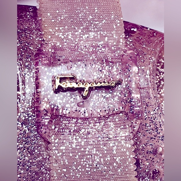 Pre-loved Vintage Salvatore Ferragamo Giddy Ballerina Jelly Flats, pink/purle - Picture 6 of 6